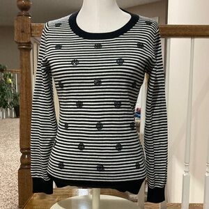Banana Republic Striped Black and White sequin embellished Sweater